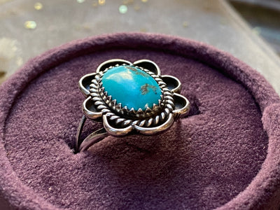 Navajo Turquoise Twist Flower Ring