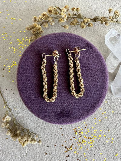 14K Gold Rope Chain Earrings