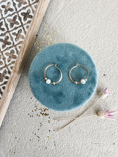 18K Gold Vintage Hoops with Pearls