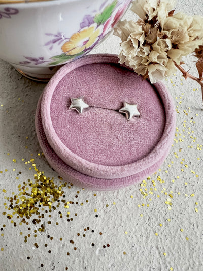 Wish Upon A Star Smooth Silver Studs