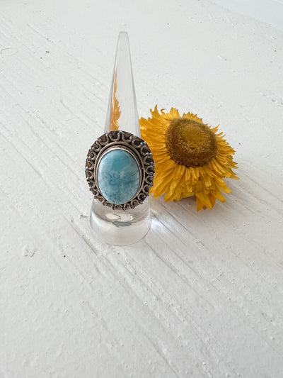 Vintage Sterling Silver Larimar Ring