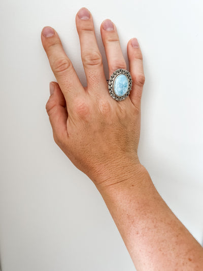 Vintage Sterling Silver Larimar Ring