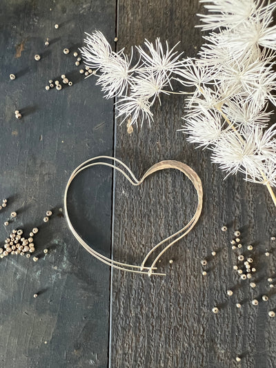 Large Hammered Heart Hoops