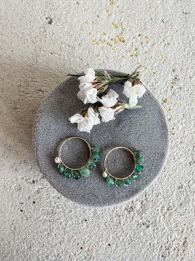 10k Yellow Gold Emerald Hoops