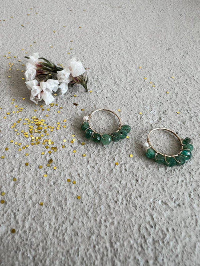 10k Yellow Gold Emerald Hoops