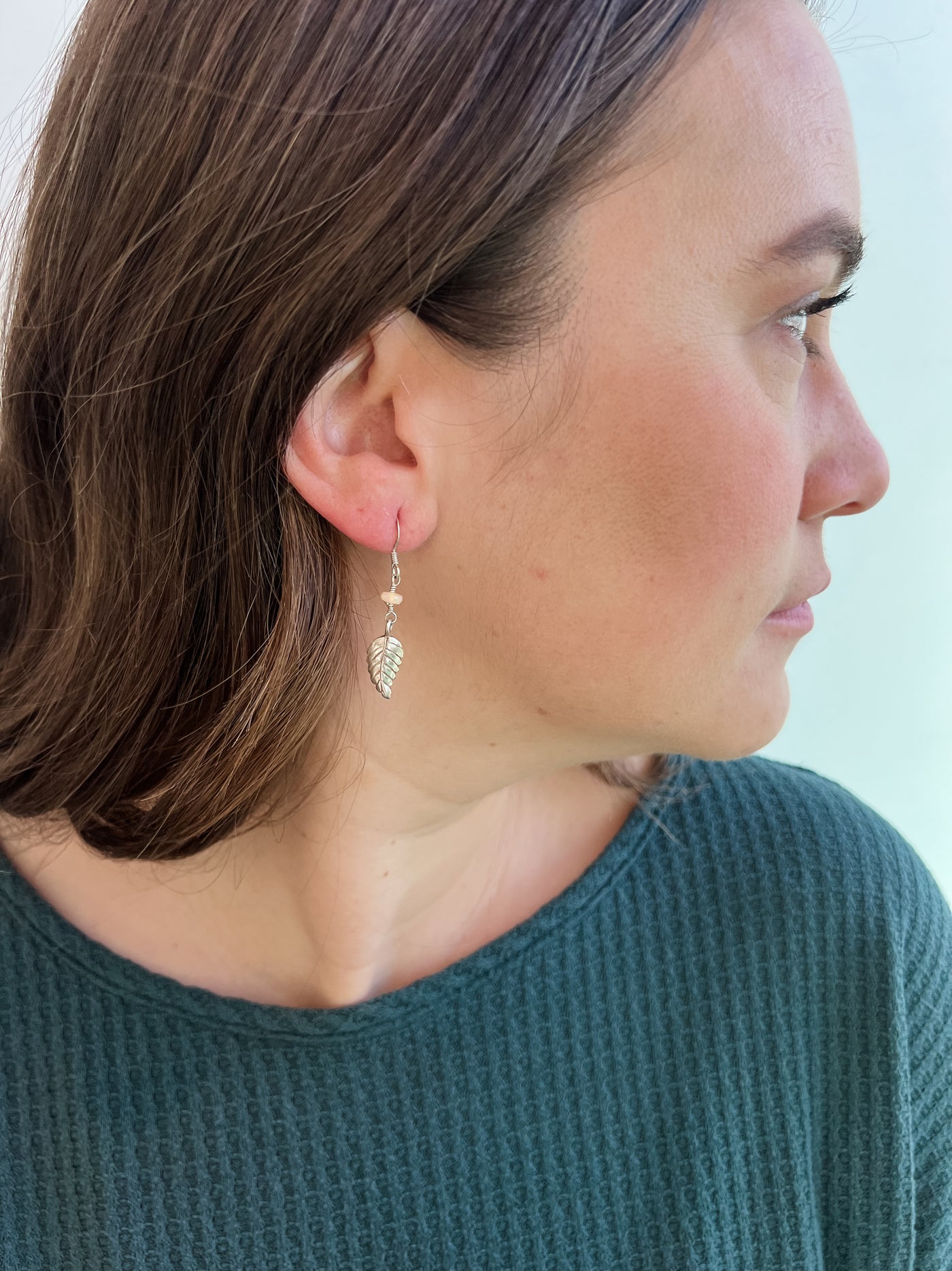 Opal and Leaf Silver Earrings