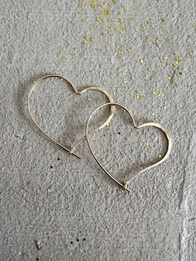 Large Hammered Heart Hoops