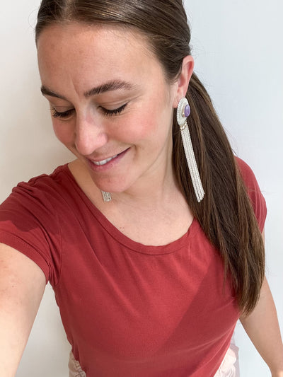 Sterling Silver Tassel Statement Earrings