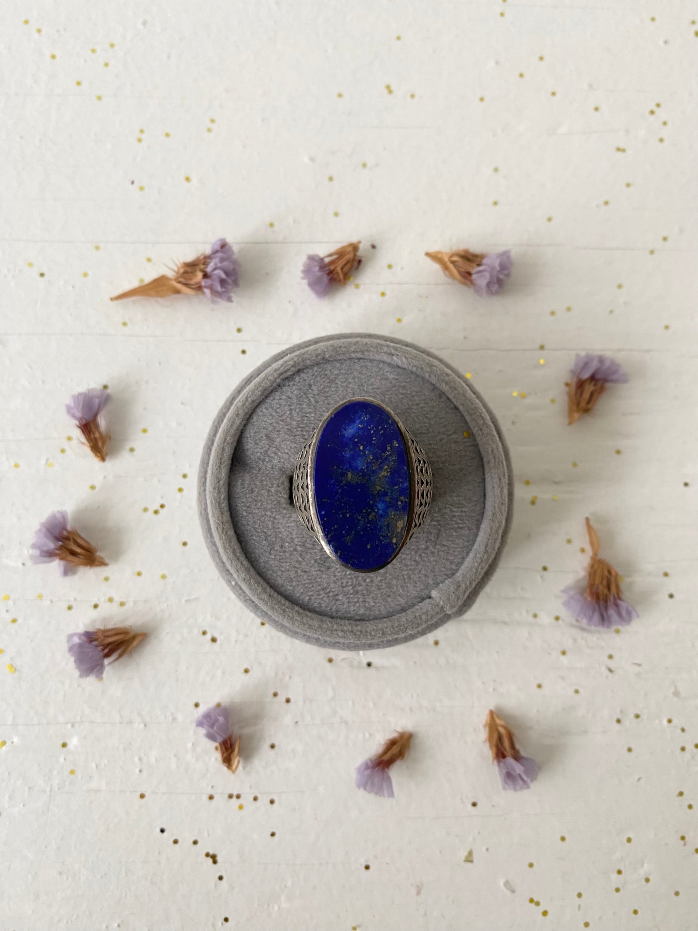 Vintage Lapis Lazuli Big Gemstone Ring