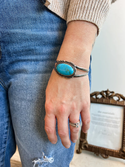 Vintage Silver Turquoise Cuff