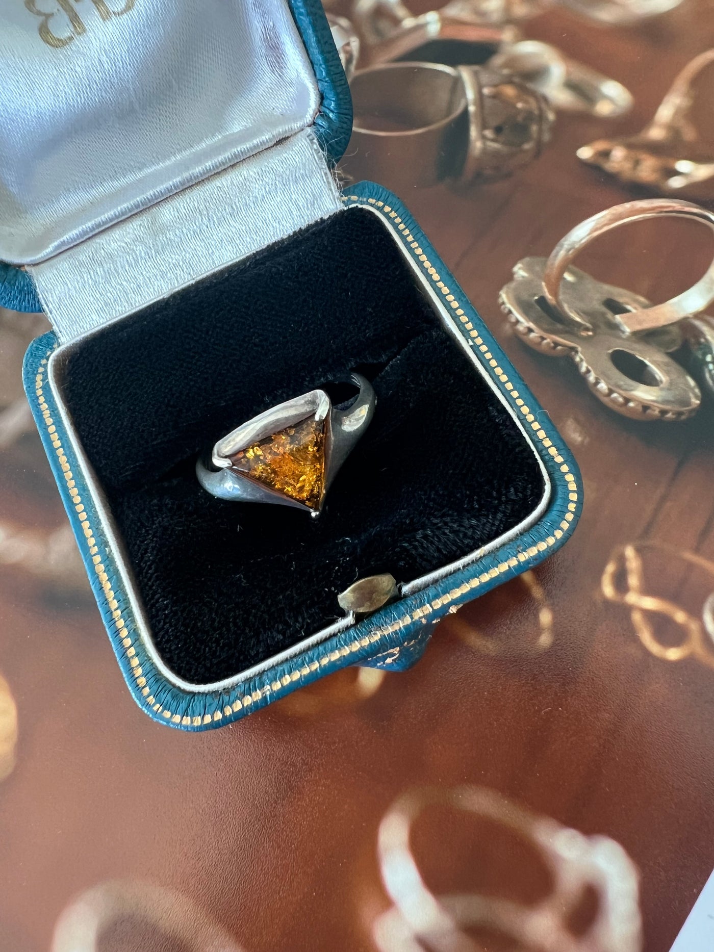 Vintage Silver Amber Ring