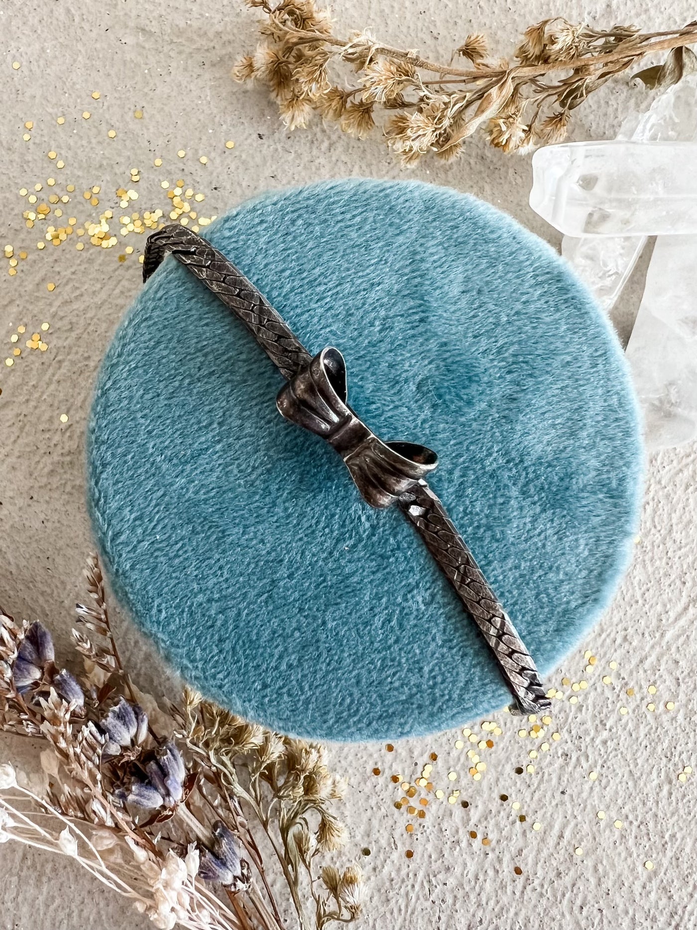 Oxidized Silver Bow Bracelet