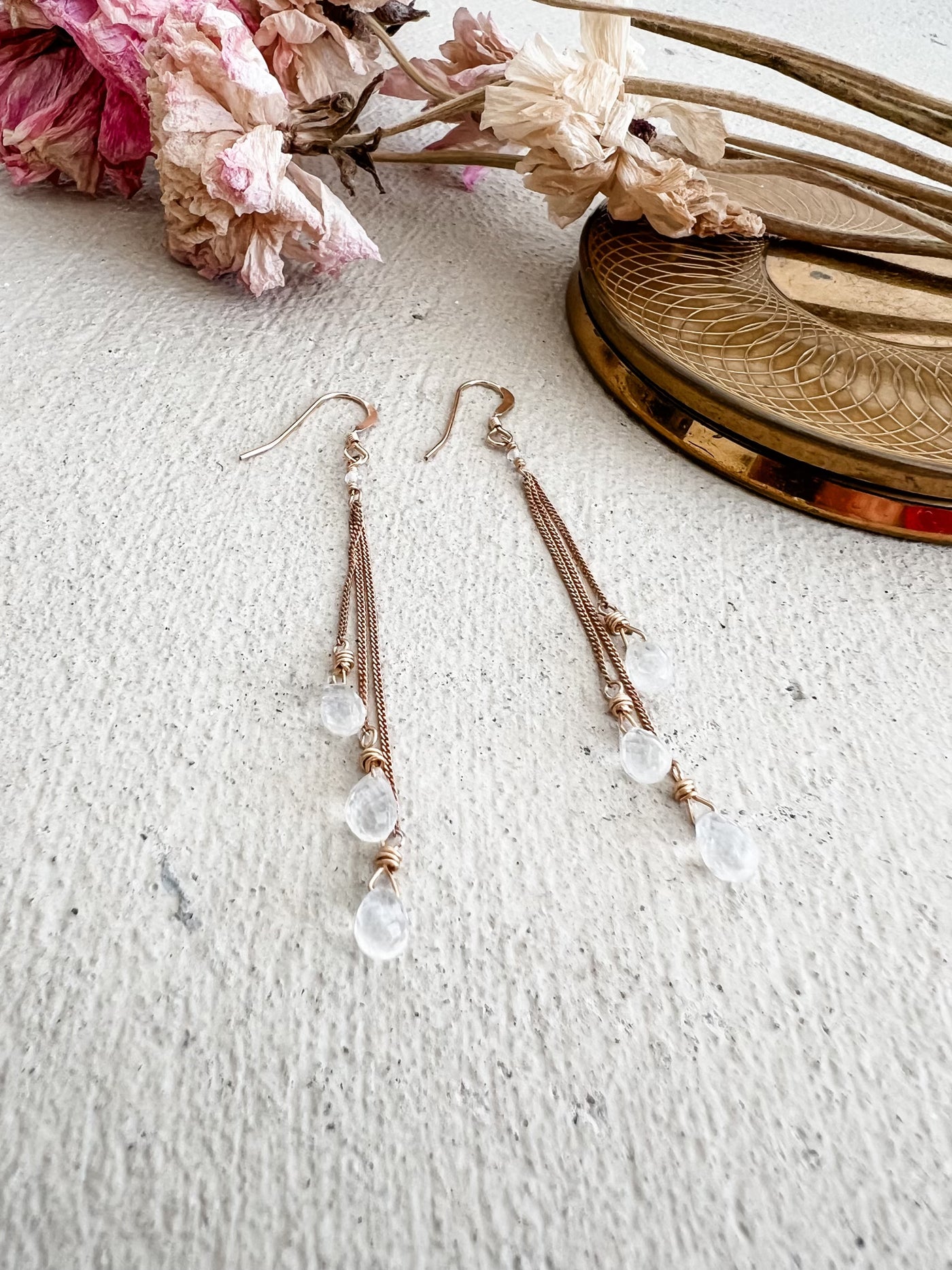 Triple Threat Moonstone Earrings