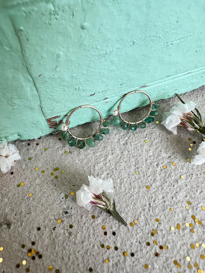 10k Yellow Gold Emerald Hoops