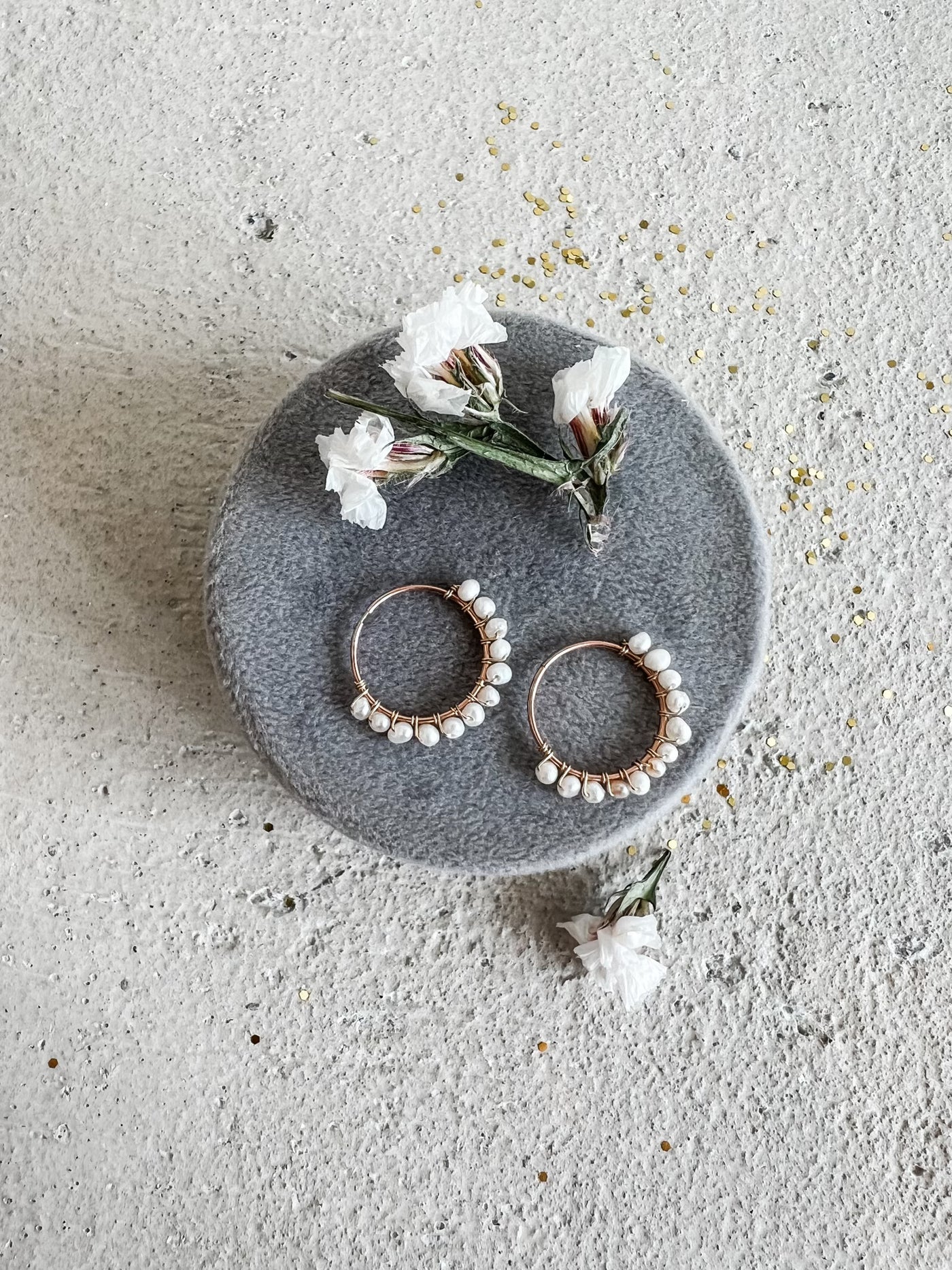 10K Rose Gold Pearl Hoops