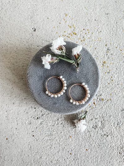 10K Rose Gold Pearl Hoops