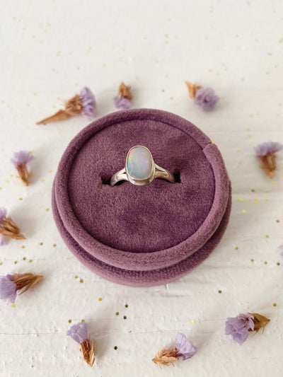 Vintage Silver Oval Opal Ring