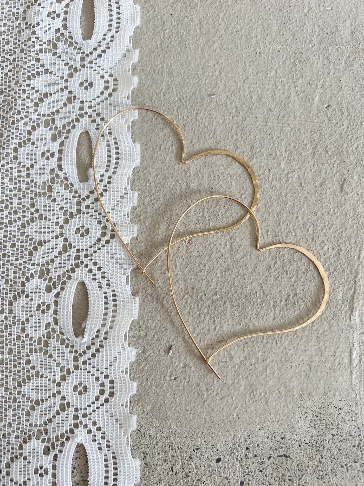 Large Hammered Heart Hoops