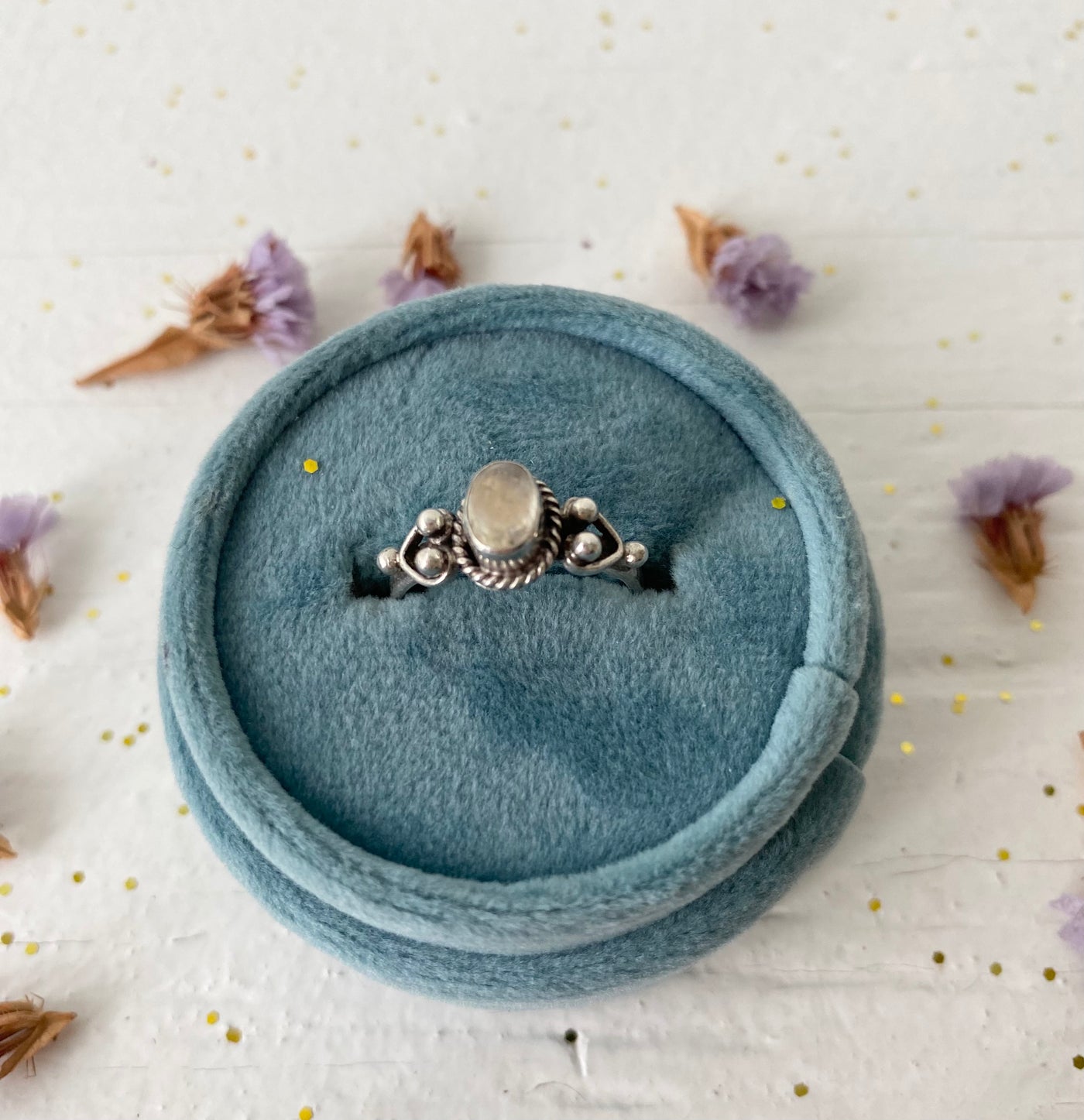 Moonstone Silver Ball Ring