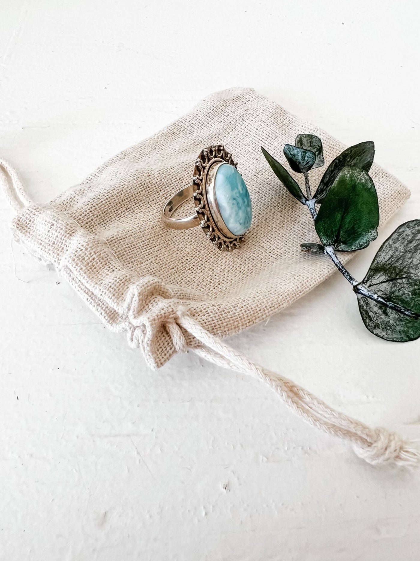 Vintage Sterling Silver Larimar Ring