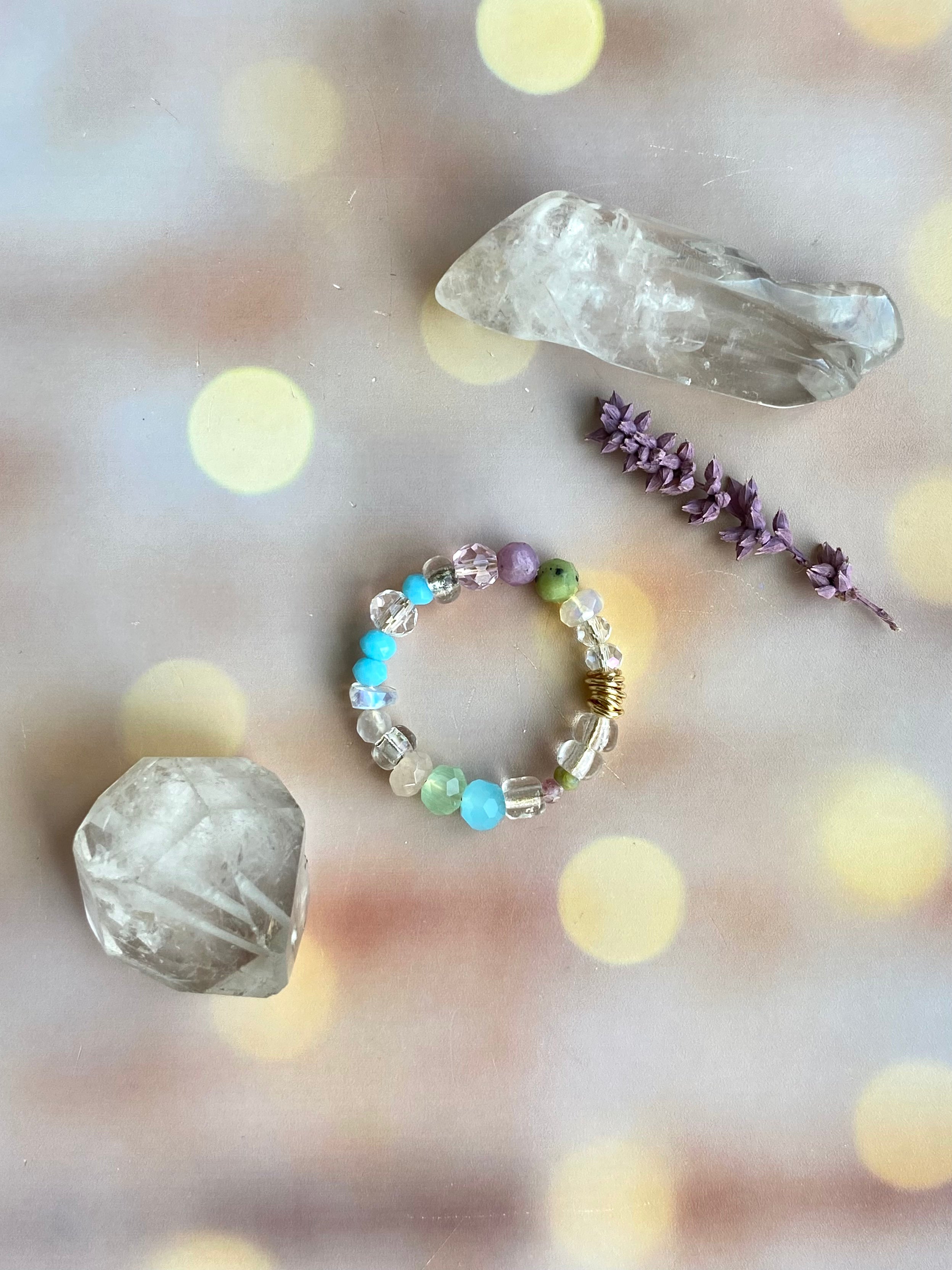Crystal Glimmer Beaded Ring | Anice Jewellery