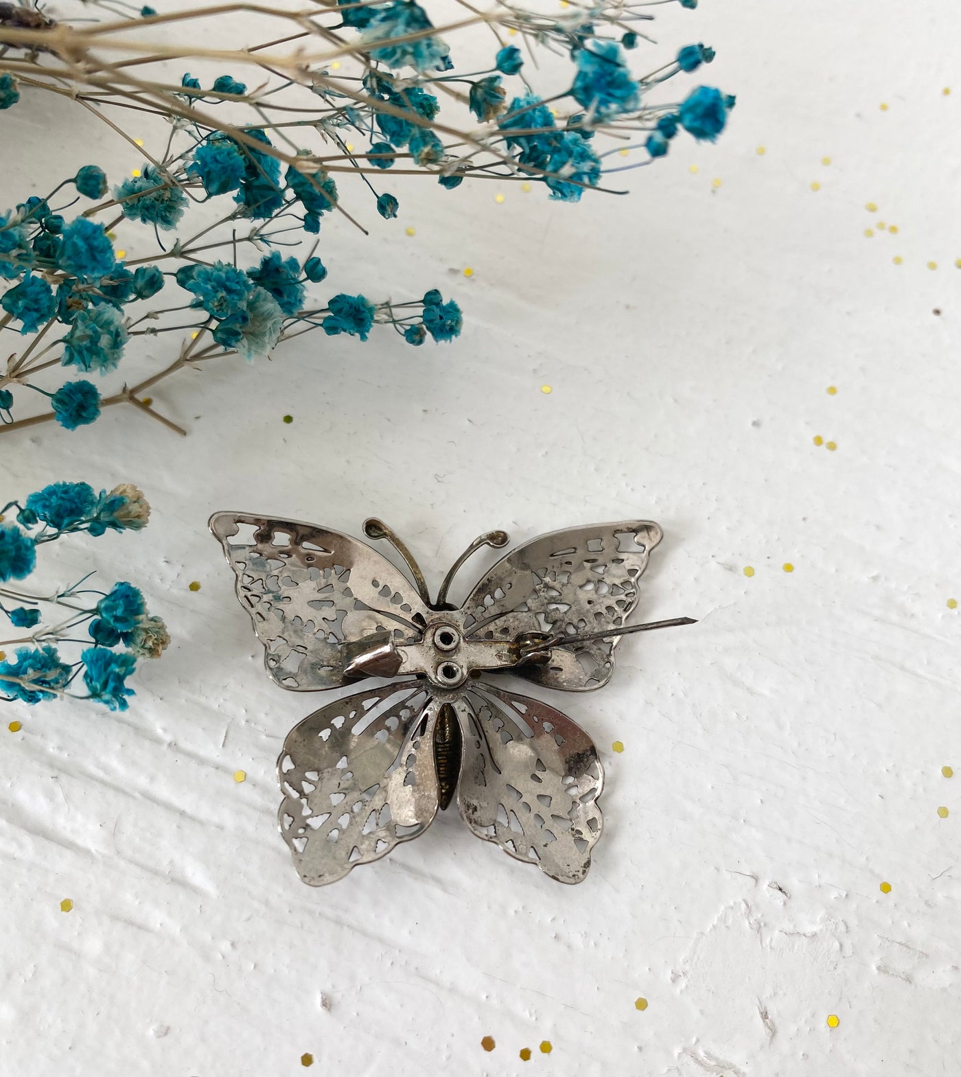 Vintage Filigree Butterfly Brooch