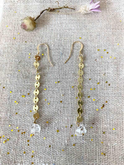 Sparkly Herkimer Drop Earrings