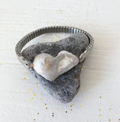 Pearl Heart Watchband Bracelet