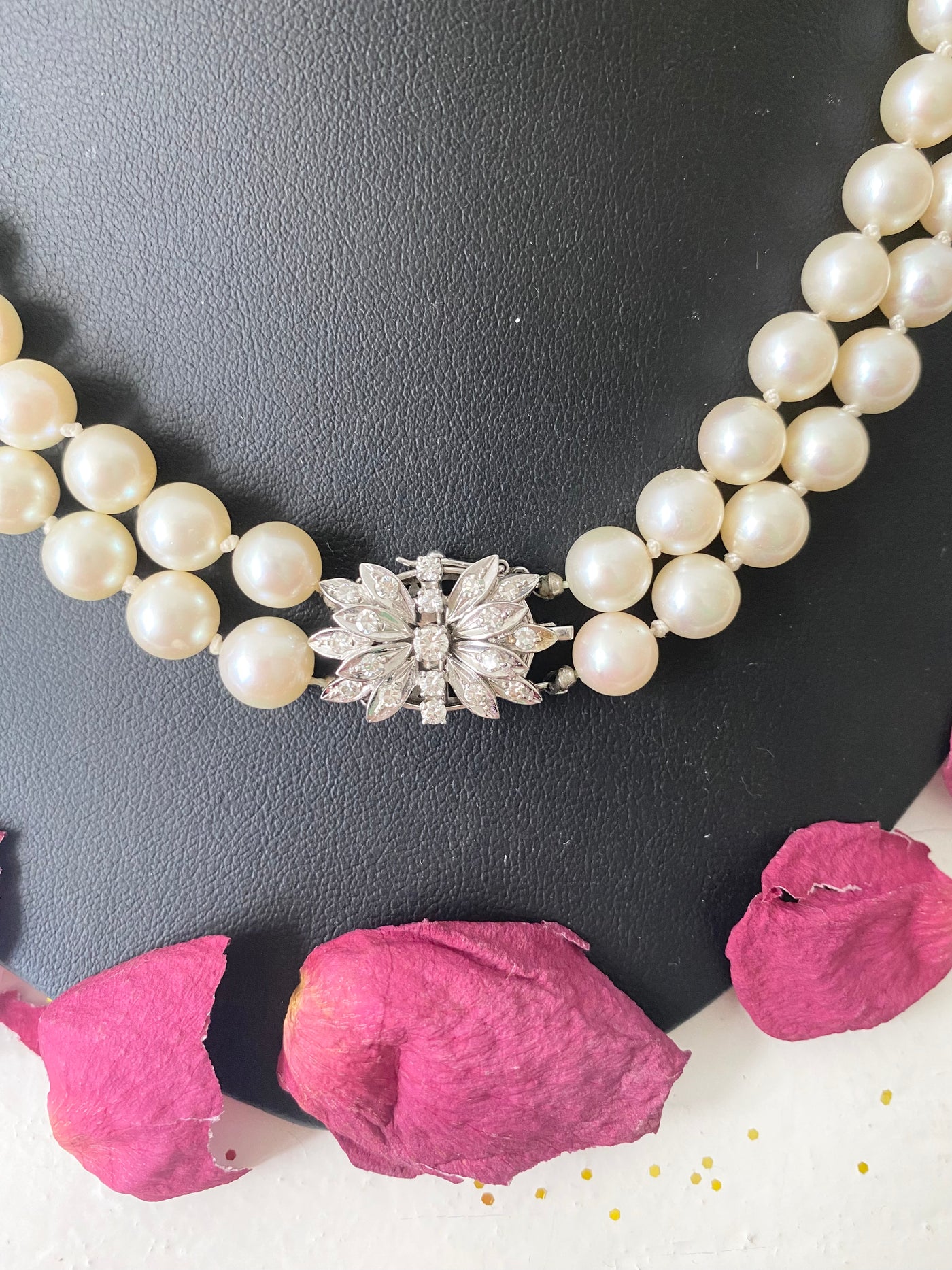 Preloved Pearl Necklace with Diamond Clasp