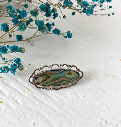 Vintage Silver Opal Brooch