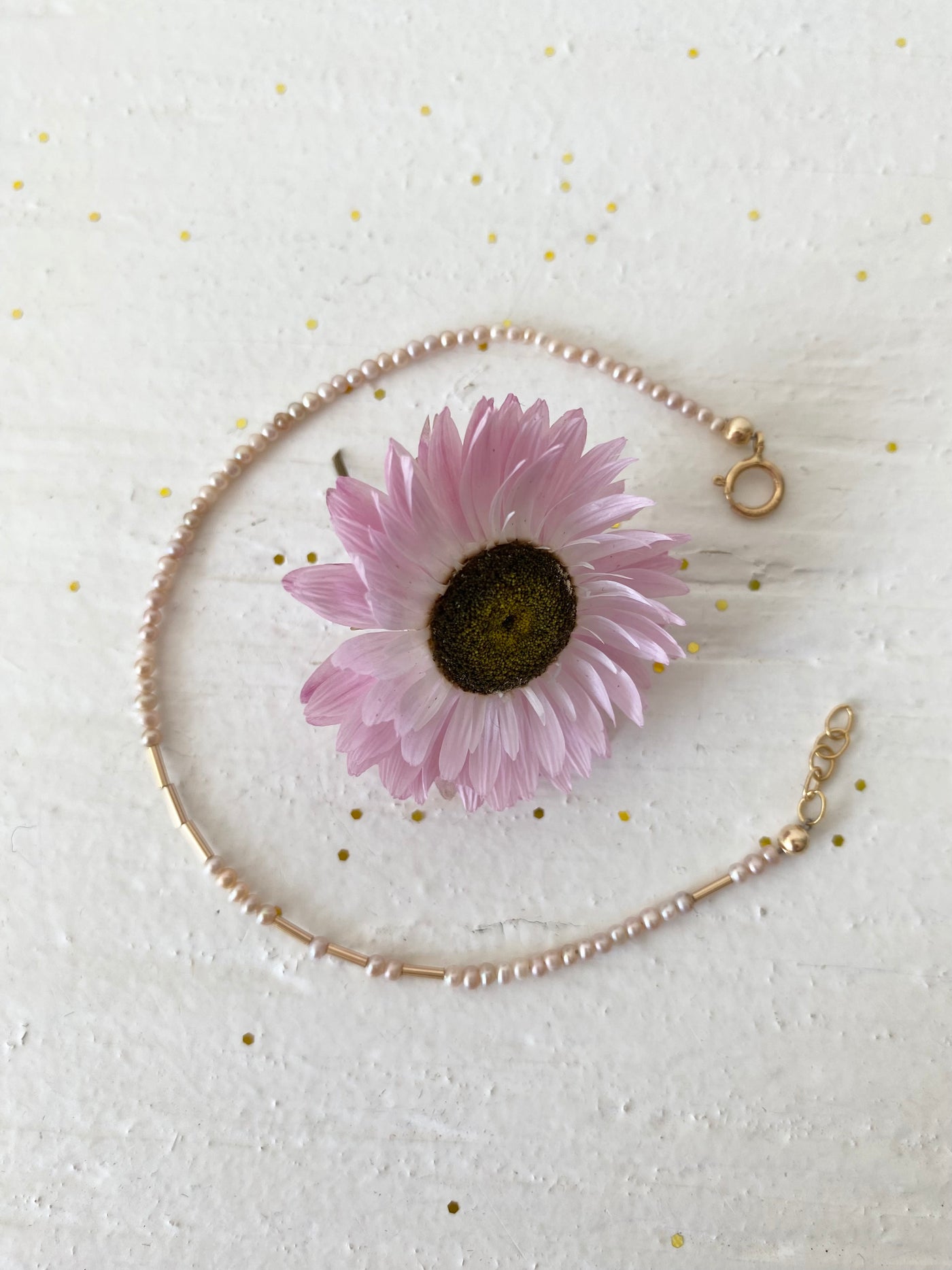 Dainty Pearl and Gold Bead Bracelet