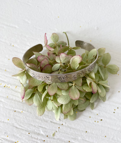 Vintage Silver Floral Cuff Bracelet