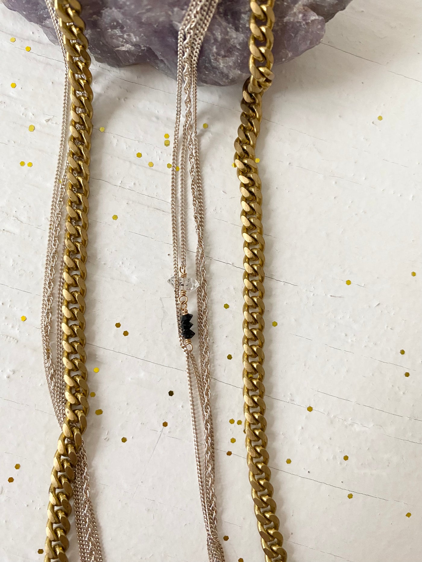Multi Strand Silver and Brass Necklace