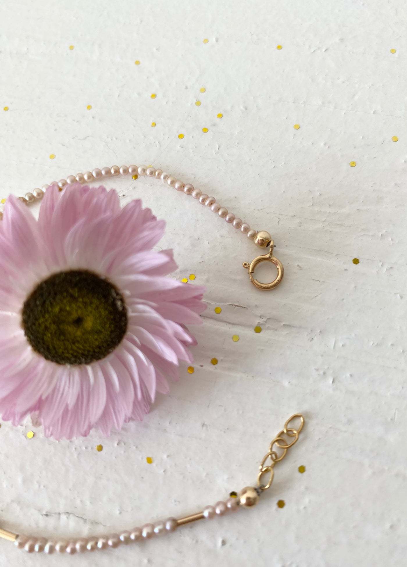 Dainty Pearl and Gold Bead Bracelet