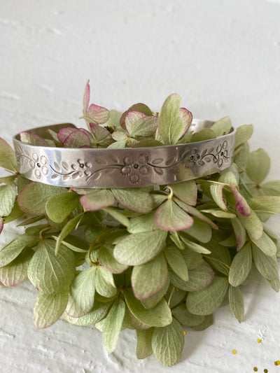 Vintage Silver Floral Cuff Bracelet