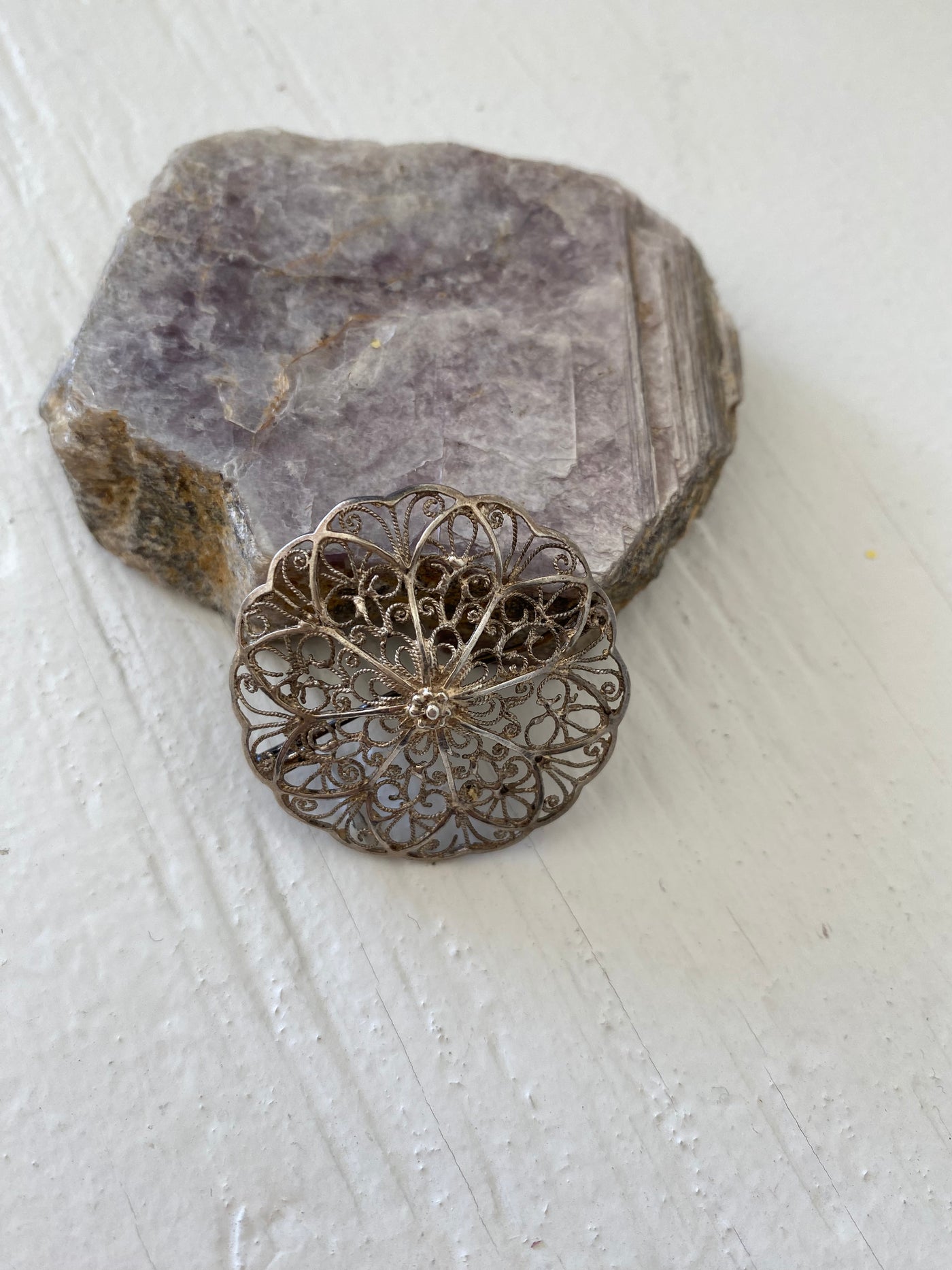 Vintage Filigree Silver Brooch