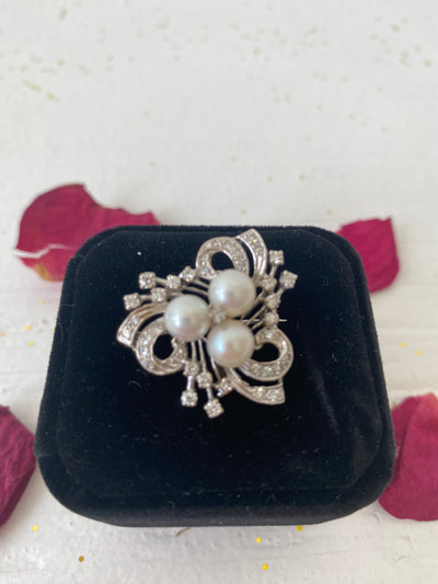 Preloved Diamond and Pearl Brooch CA
