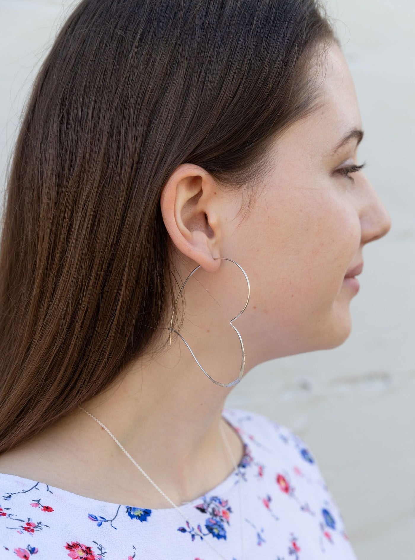 Large Hammered Heart Hoops