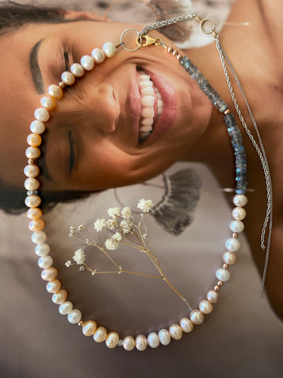 Freshwater Pearl and Labradorite Necklace