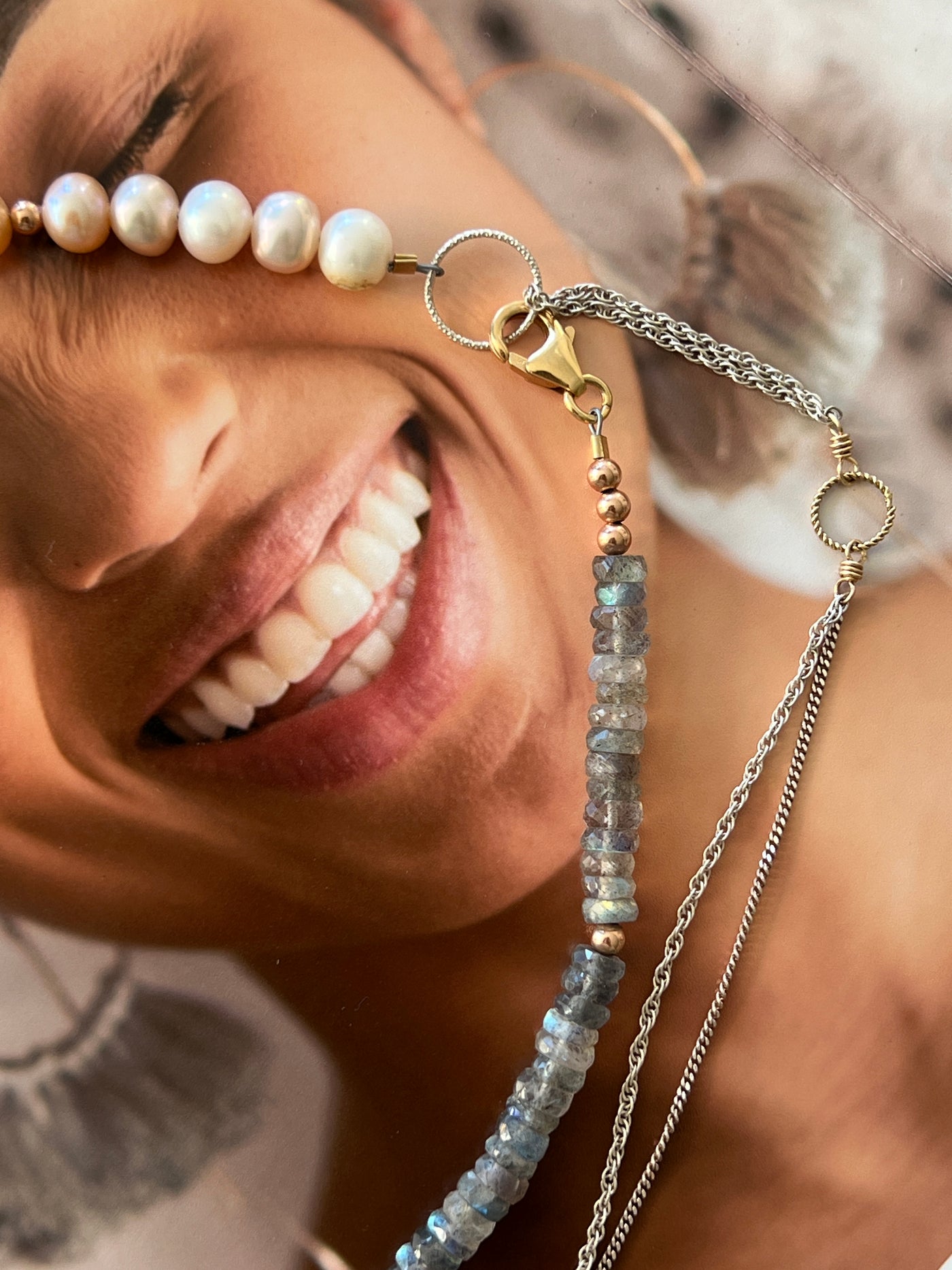 Freshwater Pearl and Labradorite Necklace