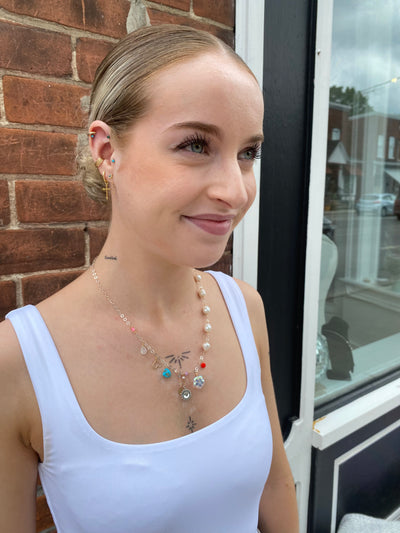 Fiesta Charm & Pearl Necklace
