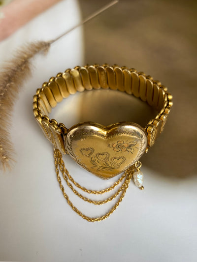 Heart Locket Watchband Bracelet