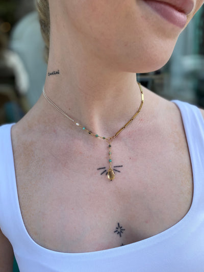 Vintage Brass and Citrine Necklace