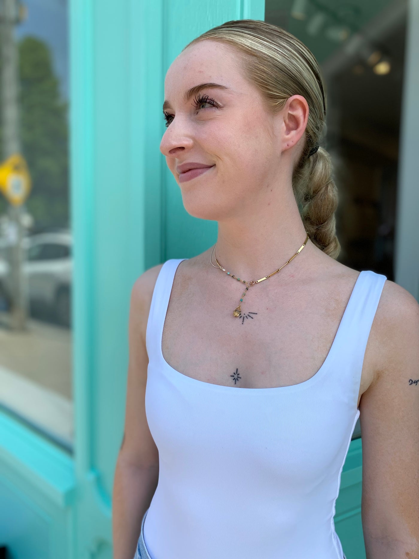 Vintage Brass and Citrine Necklace