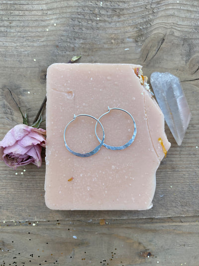 Small Moon Lover Hammered Hoops