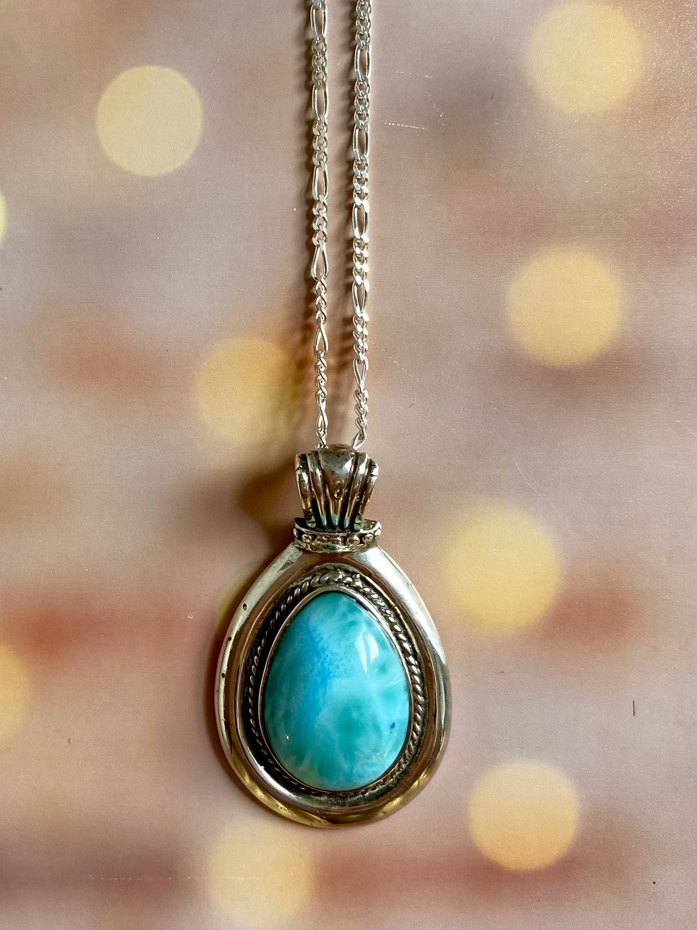 Vintage Larimar Pendant Necklace