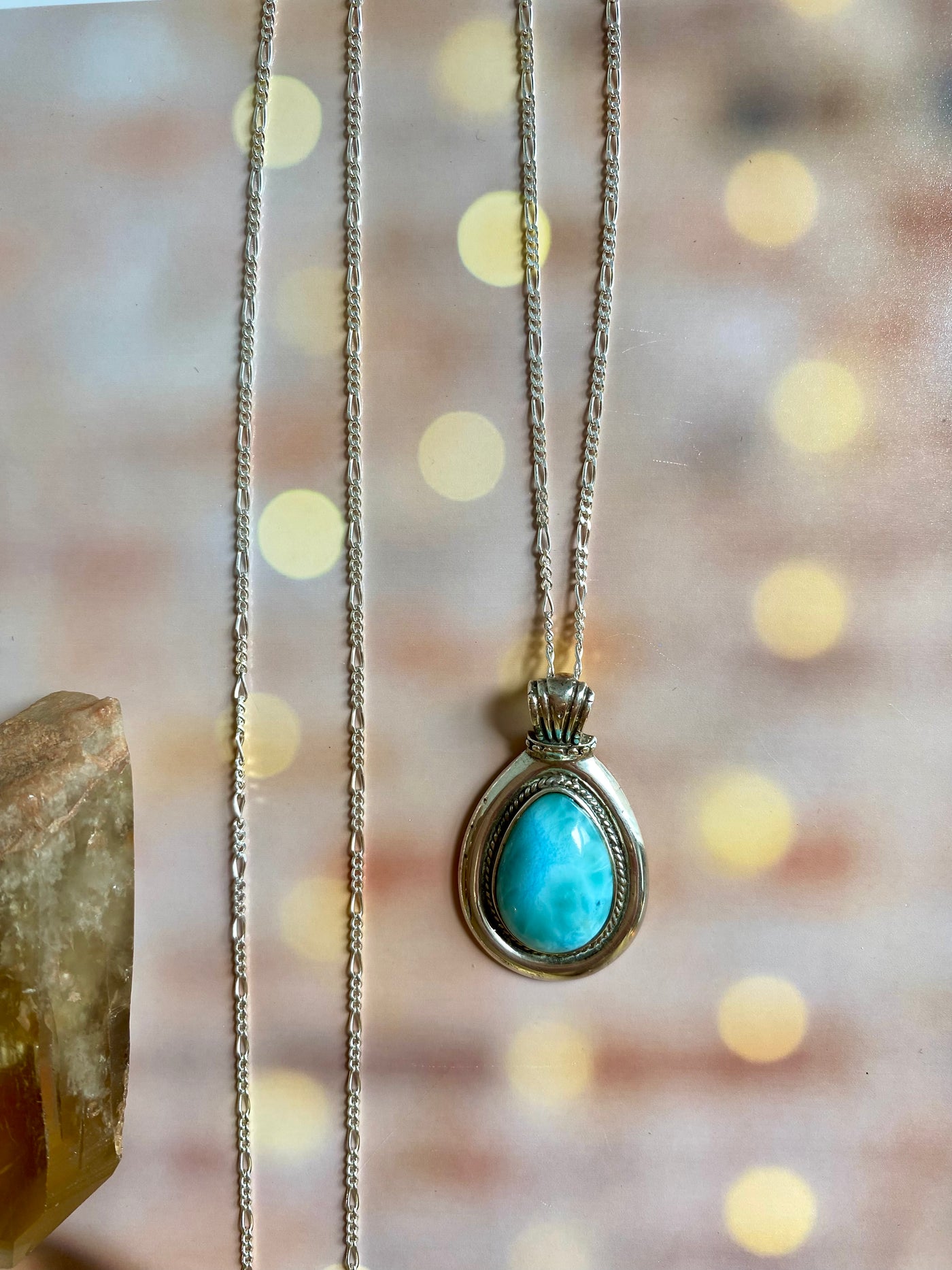 Vintage Larimar Pendant Necklace