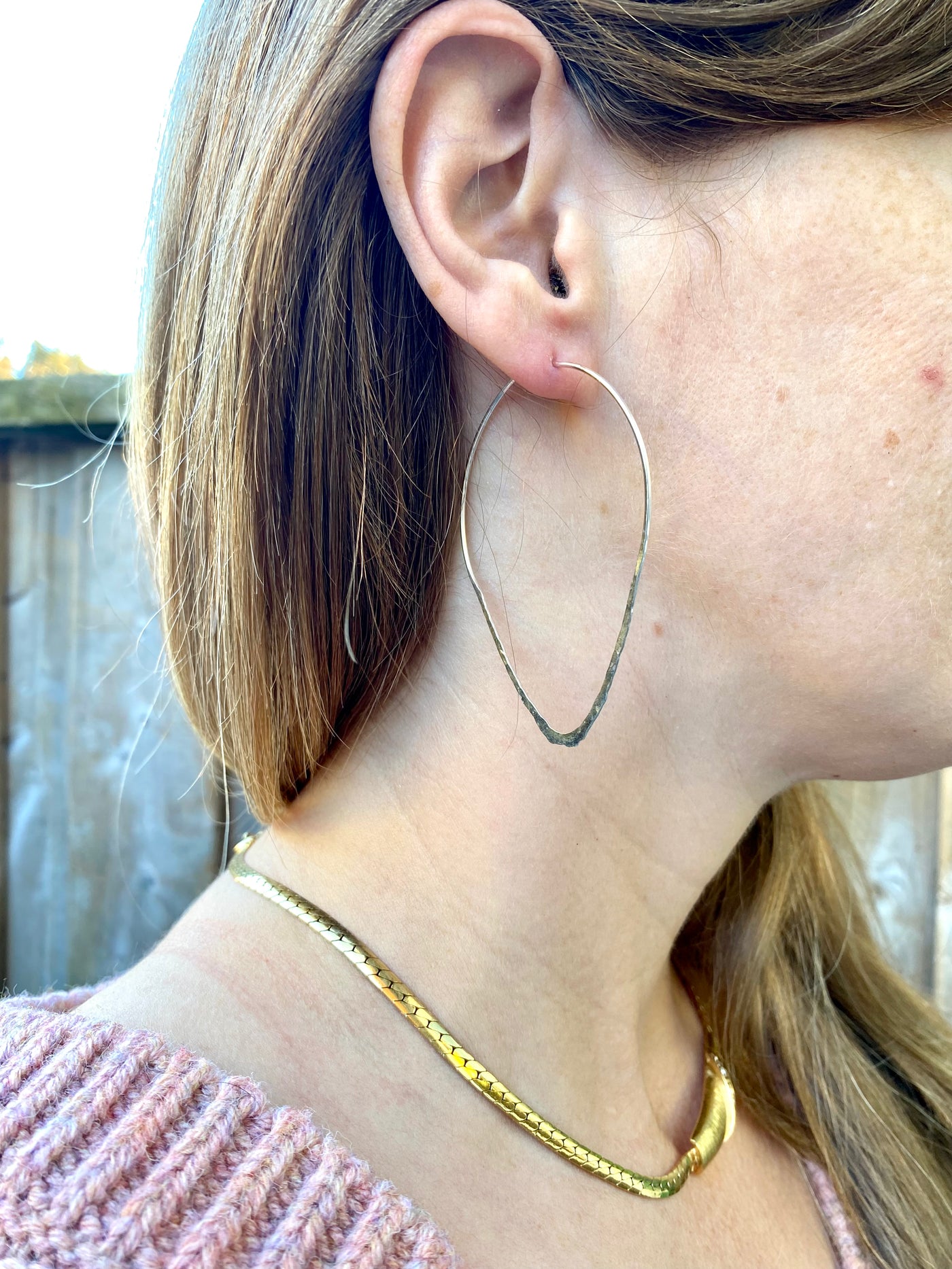 Medium Hammered Teardrop Dream Hoops