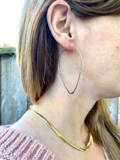 Medium Hammered Teardrop Dream Hoops