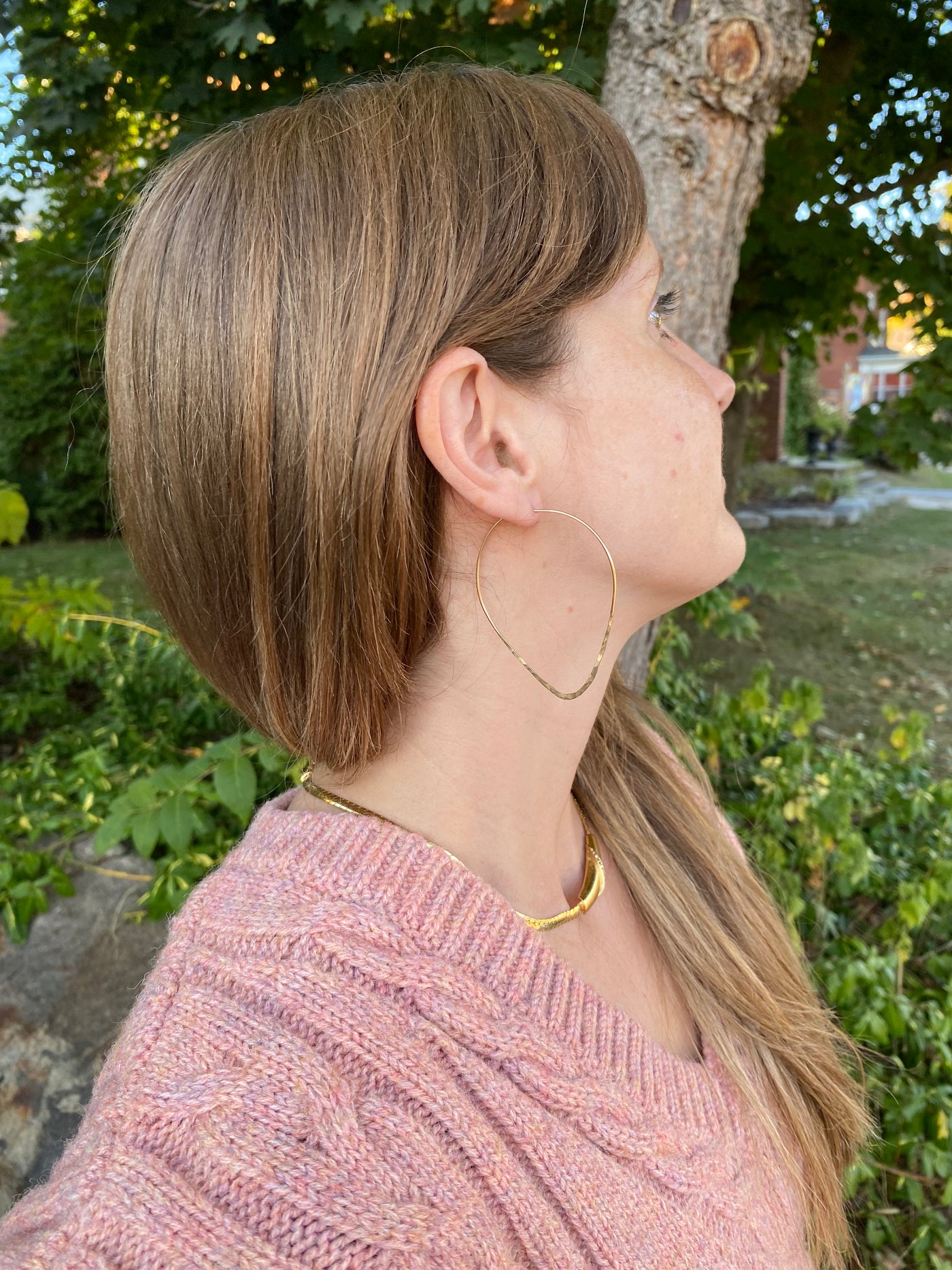 Medium Hammered Teardrop Dream Hoops